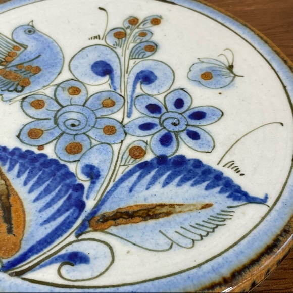 Ken Edwards El Palomar Bird Butterfly Flowers Round Trivet Mexican Pottery - Picture 3 of 6